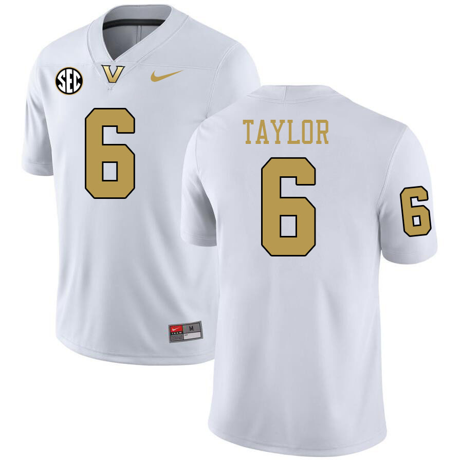 Vanderbilt Commodores #6 Kolbey Taylor College Football Jerseys 2024 Uniforms Stitched-White